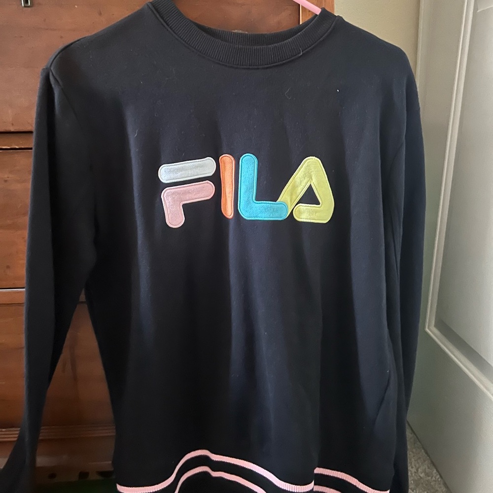 Fila Womens Terry Crewneck Sweatshirt 
pastel rainbow lettering